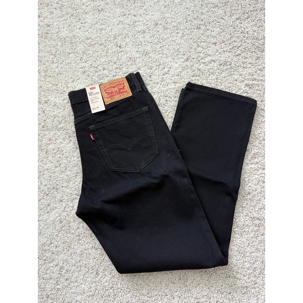 NWT Levi's 550 Relaxed Fit Jeans 33x32 Black Tapered Leg Denim Mens NWT